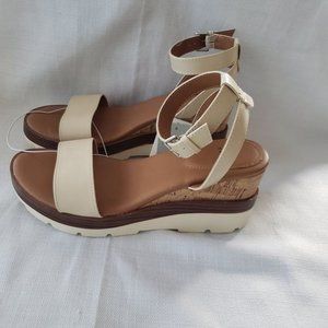 A New Day Abigail Wedge Cork Sandals - Bone/ Tan - Womens sz 9 - NEW